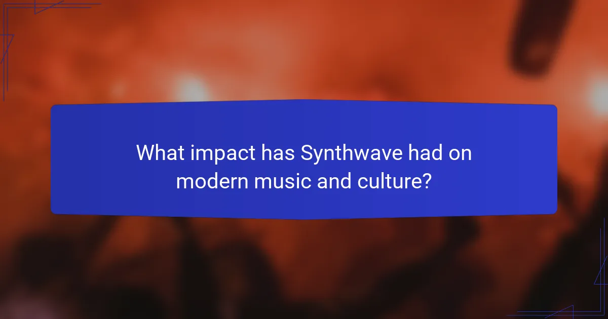 What impact has Synthwave had on modern music and culture?