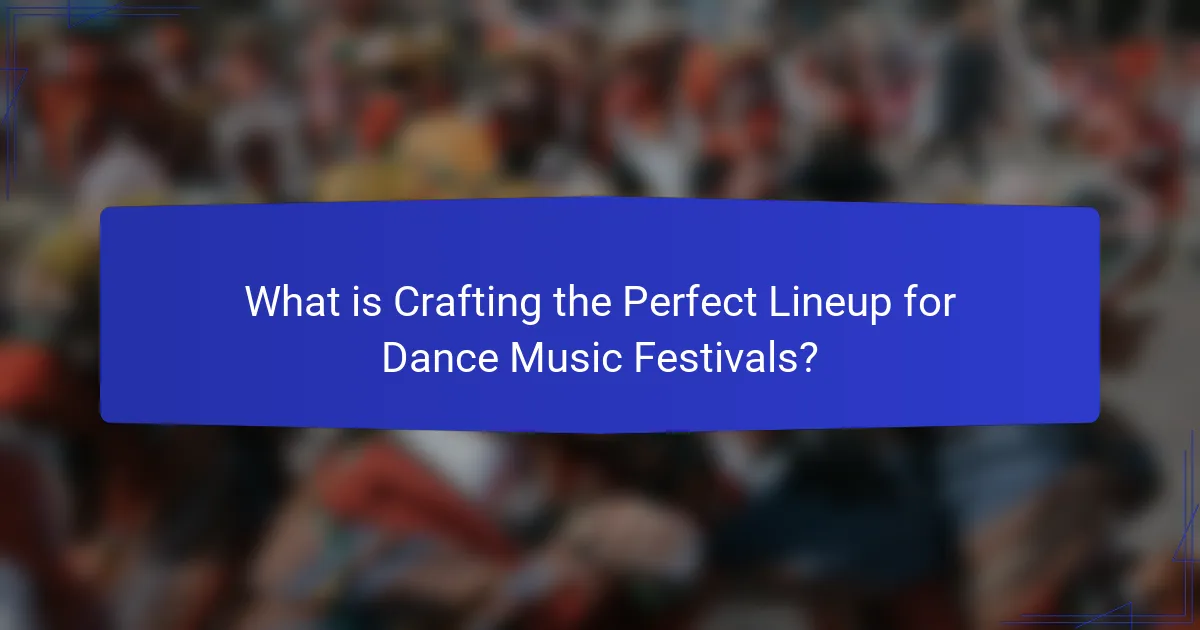 What is Crafting the Perfect Lineup for Dance Music Festivals?
